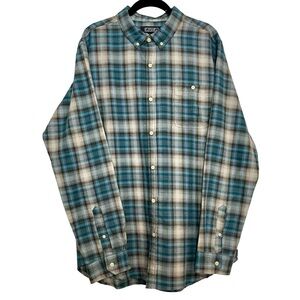 NWT Ezekiel Deep Teal Plaid Button Down Shirt Mens Large Cotton Blend